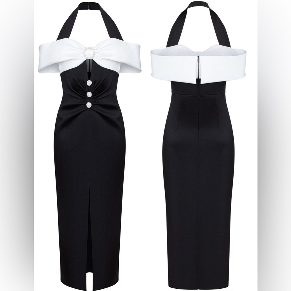 RASARIO cutout draped satin midi dress